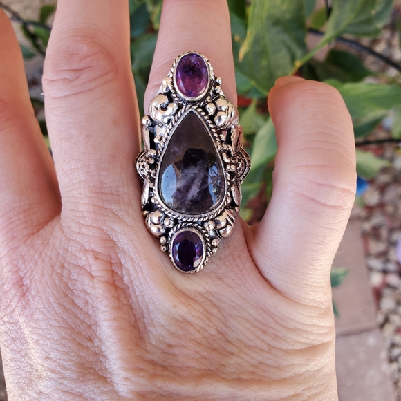 New Chevron Amethyst 925 Silver Queen Bee Statement Ring. - Picture 4 of 16